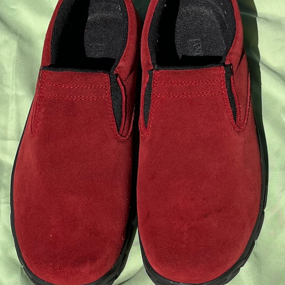 Lands' End Red Loafers Slip-Ons Suede